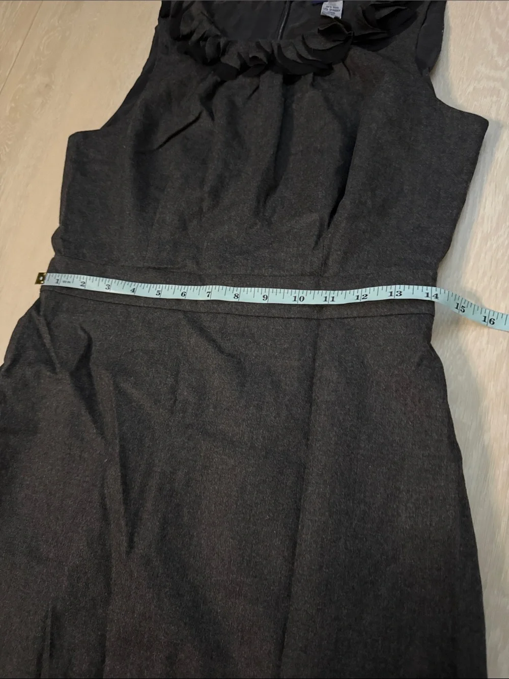 J. Crew Gray Wool Sleeveless Sheath Dress with Ruffled Collar